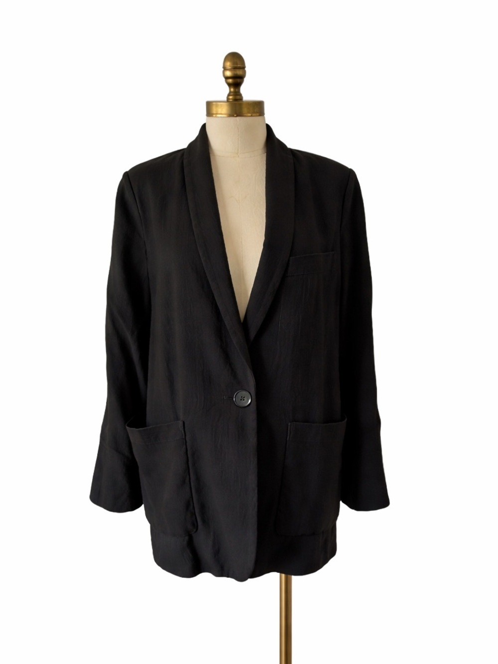 Zara Linen Cotton Blend women's Blazer Jacket Black Size M relaxed fit